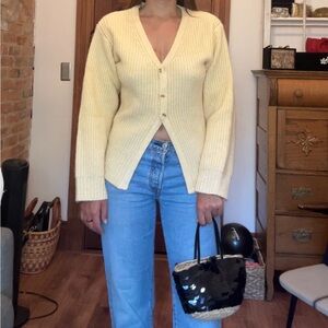 Chic Yellow Button-Up Cardigan